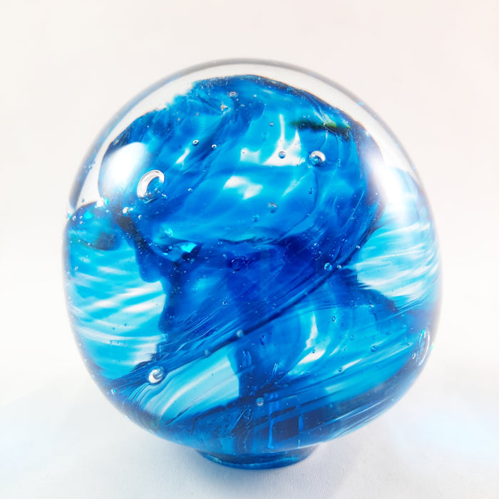 Handmade Art Glass Easter Egg Paperweight, Blue