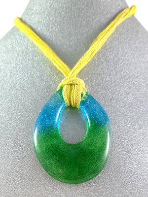 Art Glass Teardrop Jewelry Pendant, Green and Blue, Design By, Mothers Day Gift