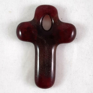 Handmade Art Glass Christian Cross Pendant, Amber and Red, Donation Piece, Design By, Mother's Day Gift