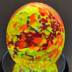Handmade Art Glass Easter Egg Paperweight, Yellow Orange Red, Large