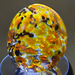 Handmade Art Glass Easter Egg Paperweight, Gold Topaz