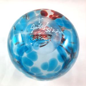 Handmade Art Glass Tumbler, Blue and Red, 7 oz