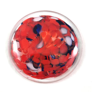 Art Glass Rondel for Stained Glass Work, Red White and Blue, 3.5"