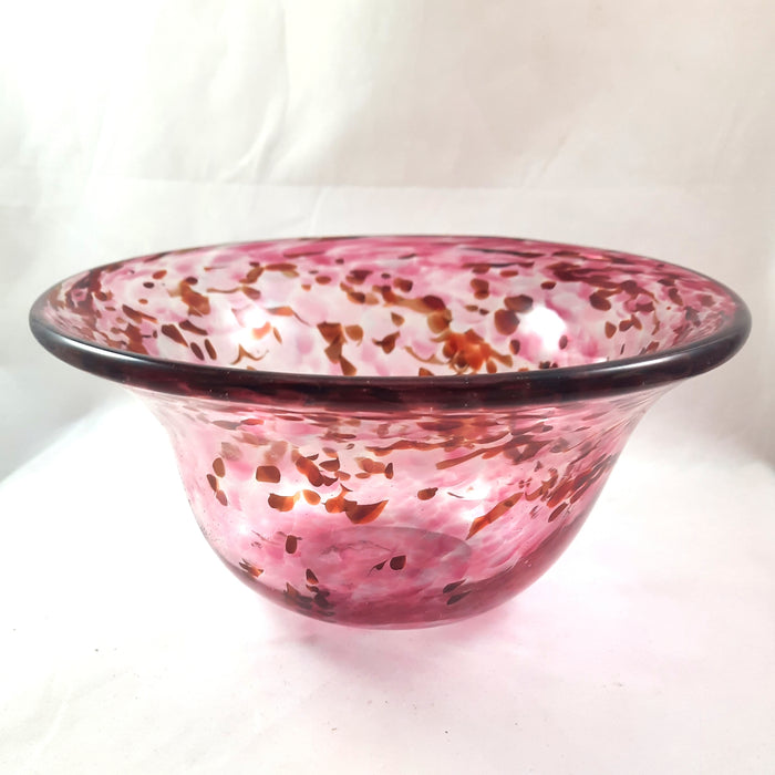 Handmade Art Glass Bowl, Rose Petal Red Mix, Second