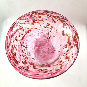 Handmade Art Glass Bowl, Rose Petal Red Mix, Second