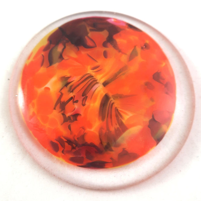 Art Glass Rondel for Stained Glass Work, Pink Orange Yellow, 3"
