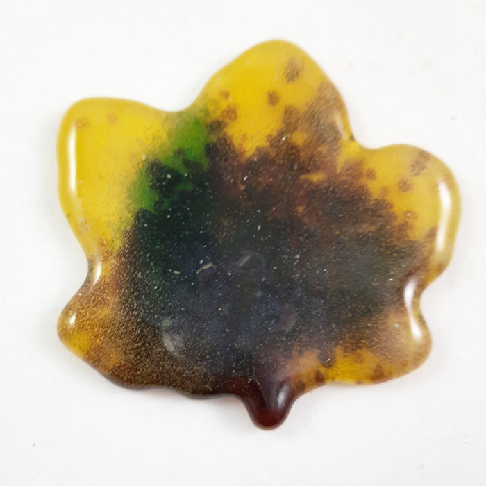 Small Art Glass Maple Leaf, Yellow Green Topaz, 2.75"