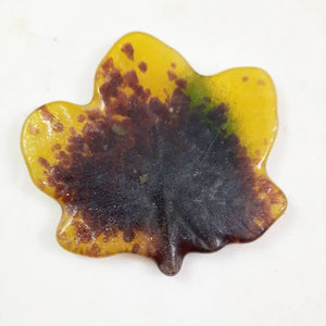 Small Art Glass Maple Leaf, Yellow Green Topaz, 2.75"